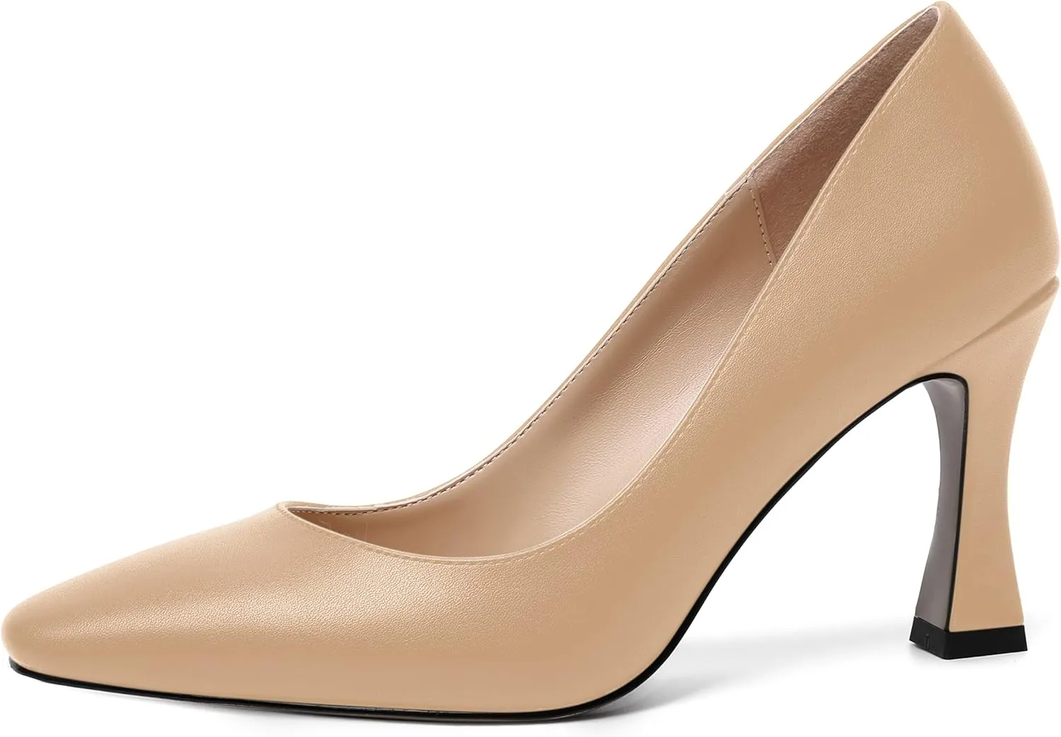 AMBELIGHT Womens Slip On Solid Evening Square Toe Matte Dress Stiletto High Heel Pumps Shoes 3.3 Inch