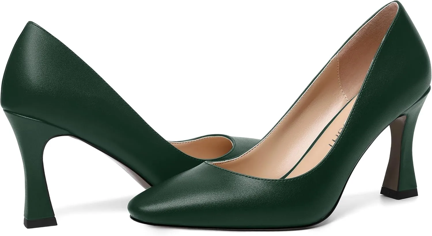 AMBELIGHT Womens Slip On Solid Evening Square Toe Matte Dress Stiletto High Heel Pumps Shoes 3.3 Inch