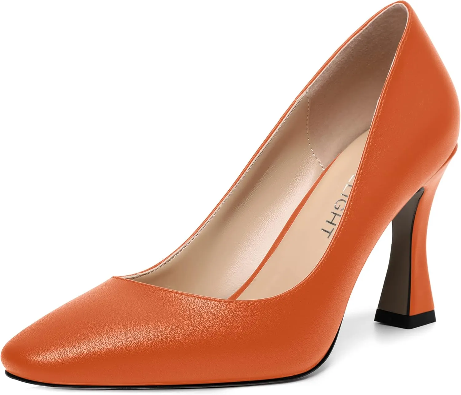 AMBELIGHT Womens Slip On Solid Evening Square Toe Matte Dress Stiletto High Heel Pumps Shoes 3.3 Inch