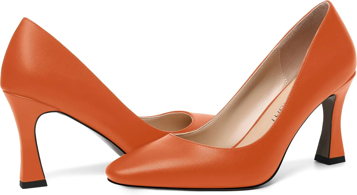 AMBELIGHT Womens Slip On Solid Evening Square Toe Matte Dress Stiletto High Heel Pumps Shoes 3.3 Inch