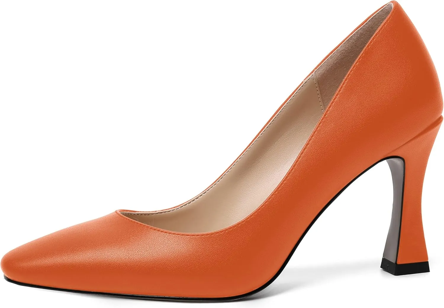 AMBELIGHT Womens Slip On Solid Evening Square Toe Matte Dress Stiletto High Heel Pumps Shoes 3.3 Inch