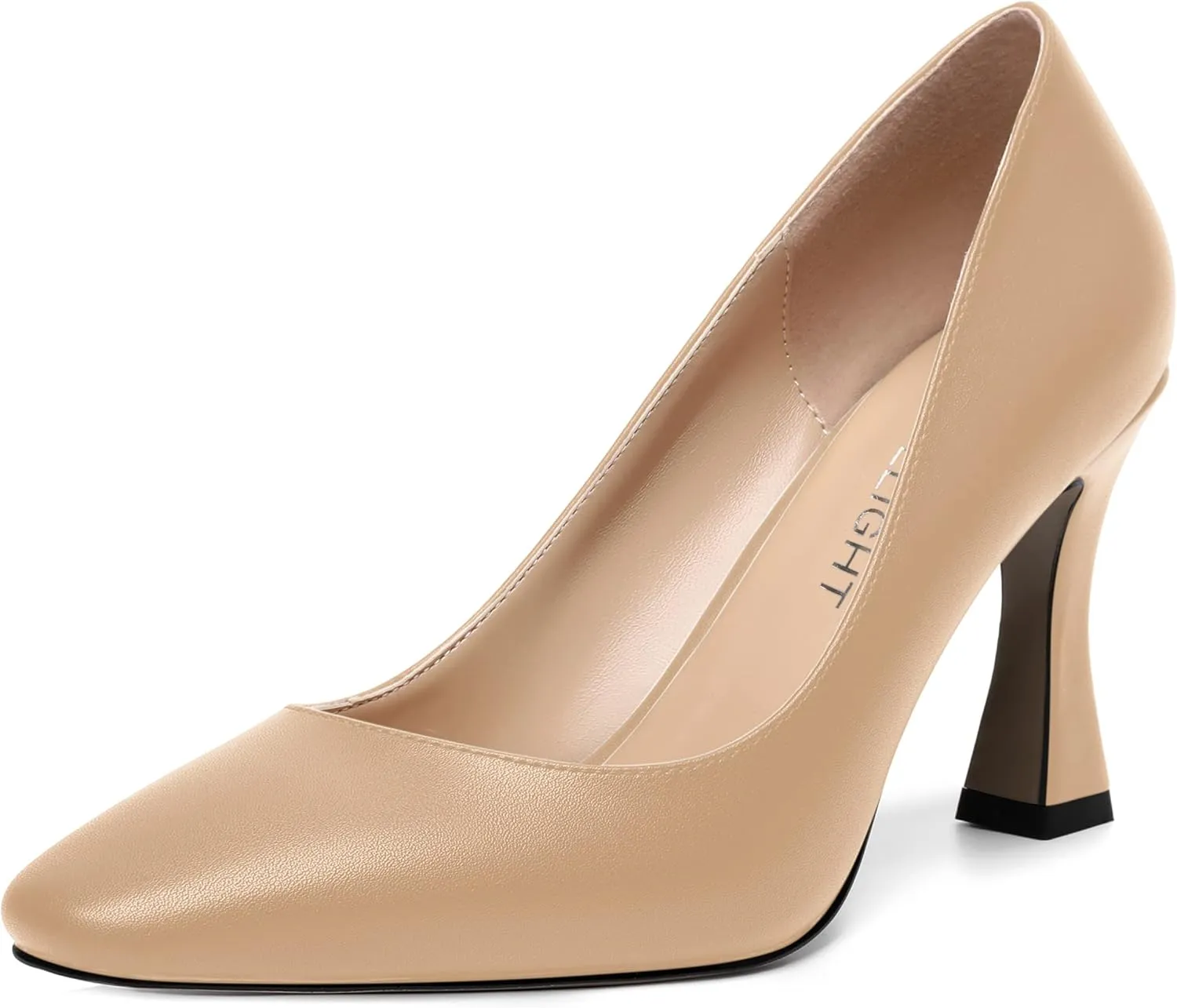 AMBELIGHT Womens Slip On Solid Evening Square Toe Matte Dress Stiletto High Heel Pumps Shoes 3.3 Inch