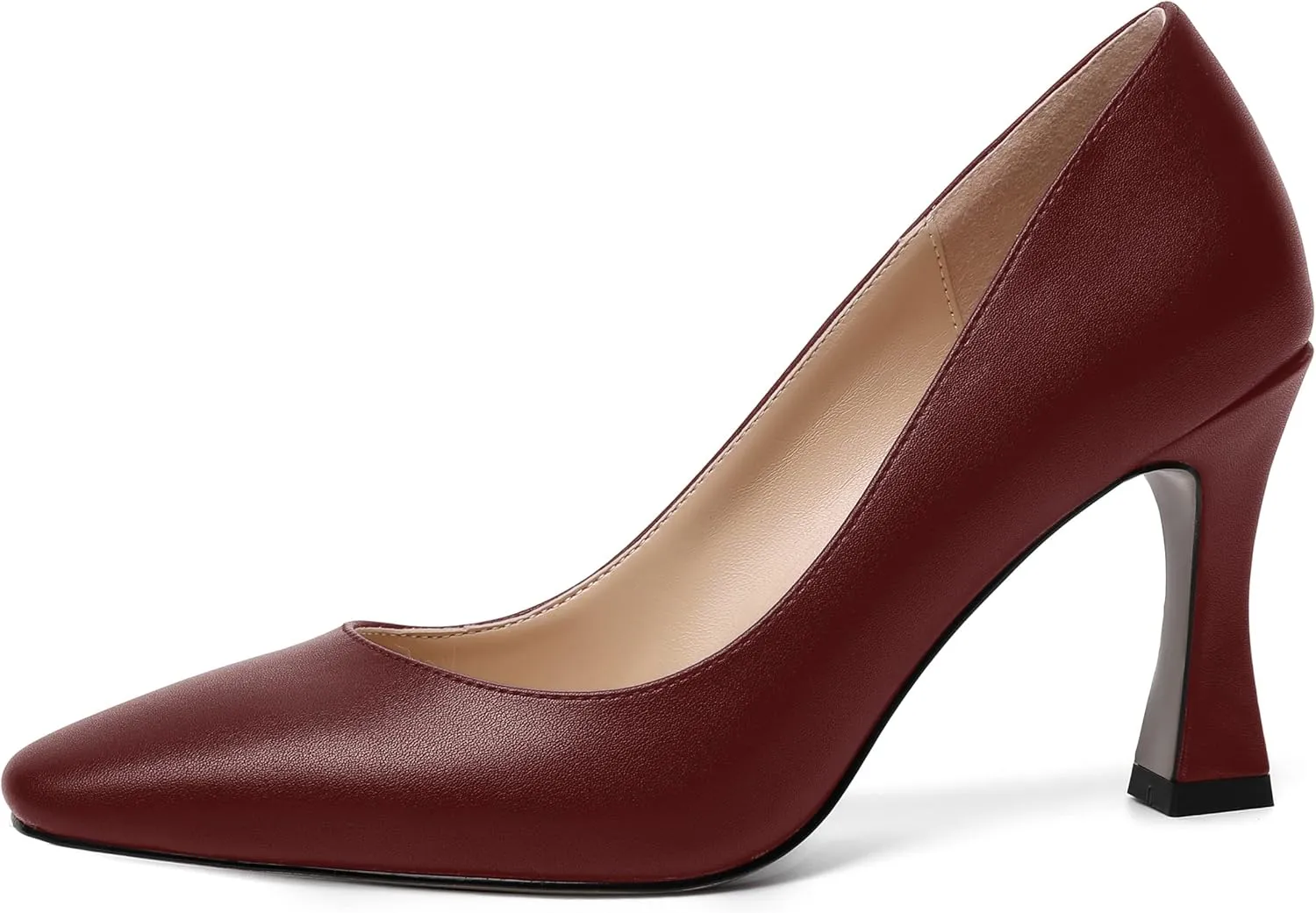 AMBELIGHT Womens Slip On Solid Evening Square Toe Matte Dress Stiletto High Heel Pumps Shoes 3.3 Inch