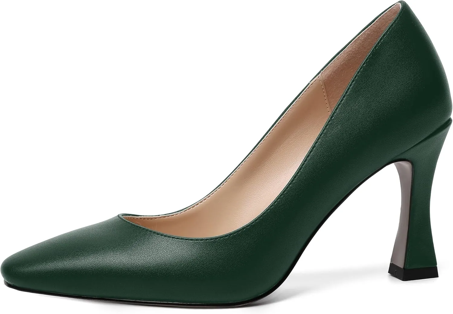 AMBELIGHT Womens Slip On Solid Evening Square Toe Matte Dress Stiletto High Heel Pumps Shoes 3.3 Inch