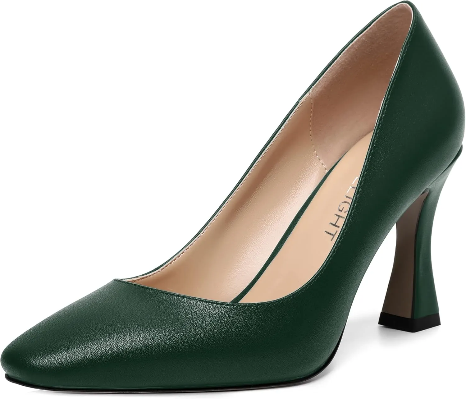 AMBELIGHT Womens Slip On Solid Evening Square Toe Matte Dress Stiletto High Heel Pumps Shoes 3.3 Inch
