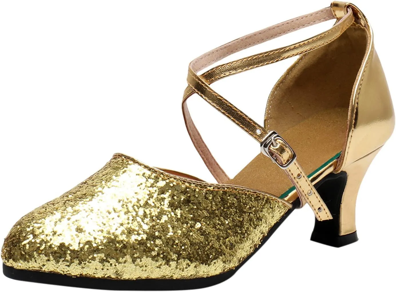 AMDBEL Block Heel Sandals for Women Wide,Dance Shoes for Women Heel, Women's Gabriella Ballroom, Salsa, Latin, Tango, Waltz, Swing Dance Shoe Practice Dance Shoes Gold