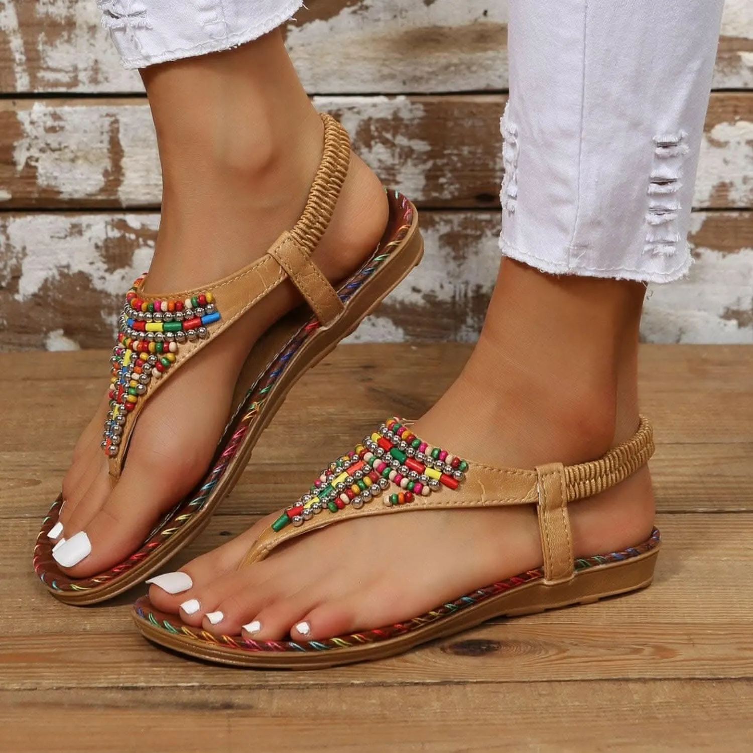 Beaded open toe summer sandals