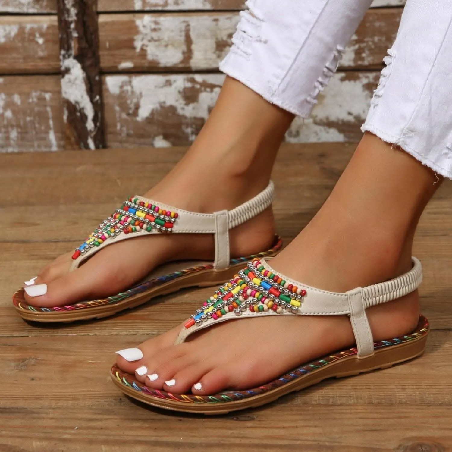 Beaded open toe summer sandals
