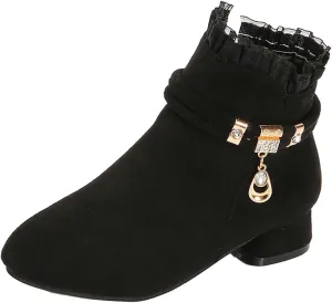 Big Girls Dress Boots Ankle Boots for Kids Chunky Block Low Heel Vintage Booties Shoes with Juniors Snow Boots
