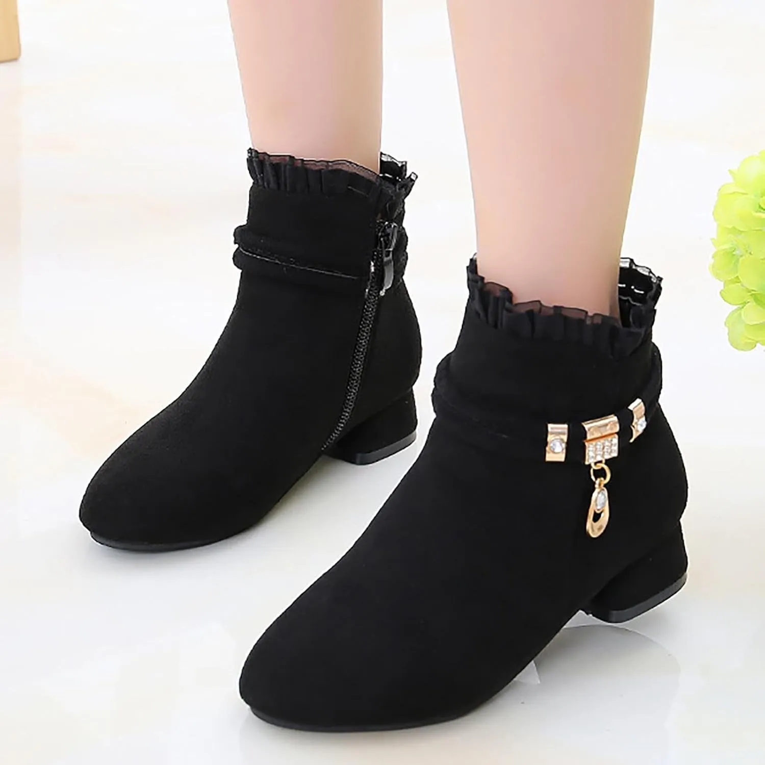Big Girls Dress Boots Ankle Boots for Kids Chunky Block Low Heel Vintage Booties Shoes with Juniors Snow Boots