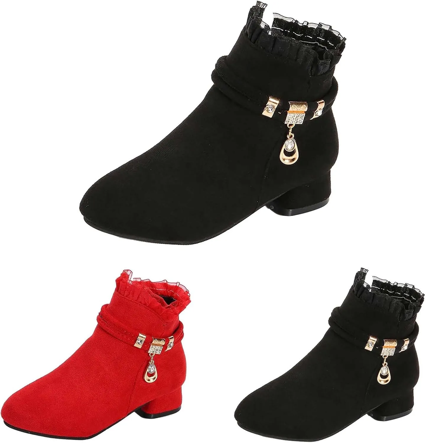 Big Girls Dress Boots Ankle Boots for Kids Chunky Block Low Heel Vintage Booties Shoes with Juniors Snow Boots
