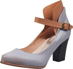 Block Heels Sandals for Women Fashion Pointed Toe Metal Buckle Strap Backless Square Heel Shoes Summer Solid Color Casual Office High Heels