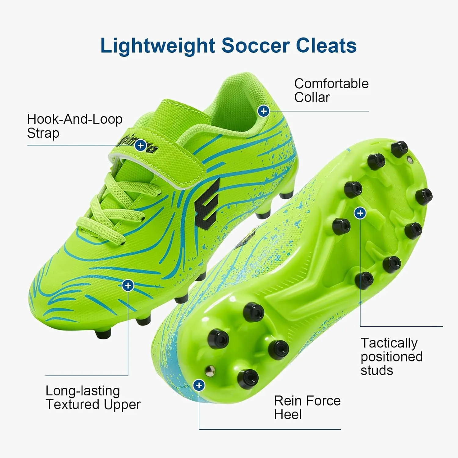 Boys and Girls Soccer Cleats Youth Firm Ground Athletic Outdoor Training Football Shoes for Little and Big Kids