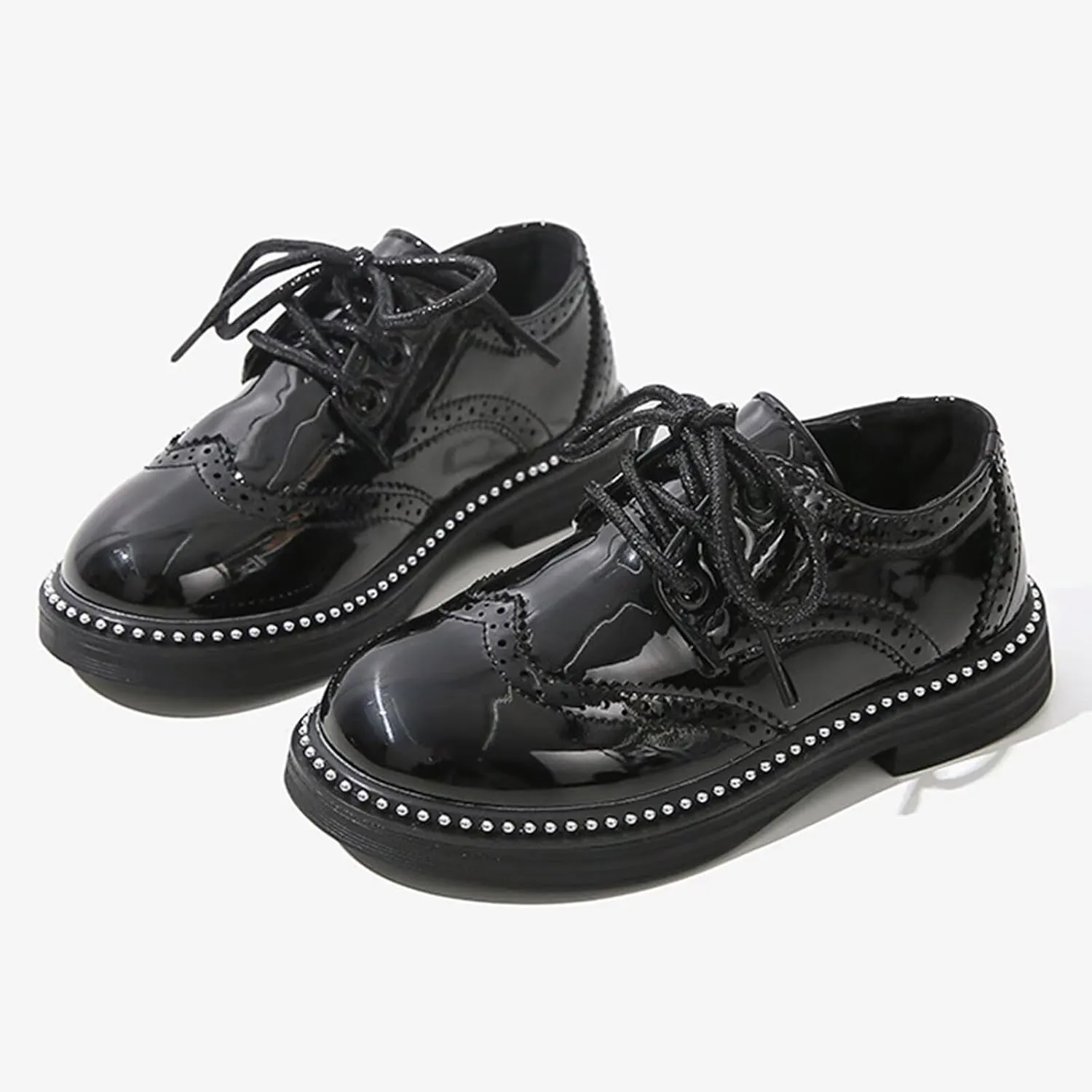 Boy's Formal Dress Shoes Oxford for Church,School Uniform,Graduation,Wedding,Girl's Lace Up Derby Shoes