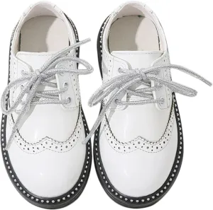 Boy's Formal Dress Shoes Oxford for Church,School Uniform,Graduation,Wedding,Girl's Lace Up Derby Shoes