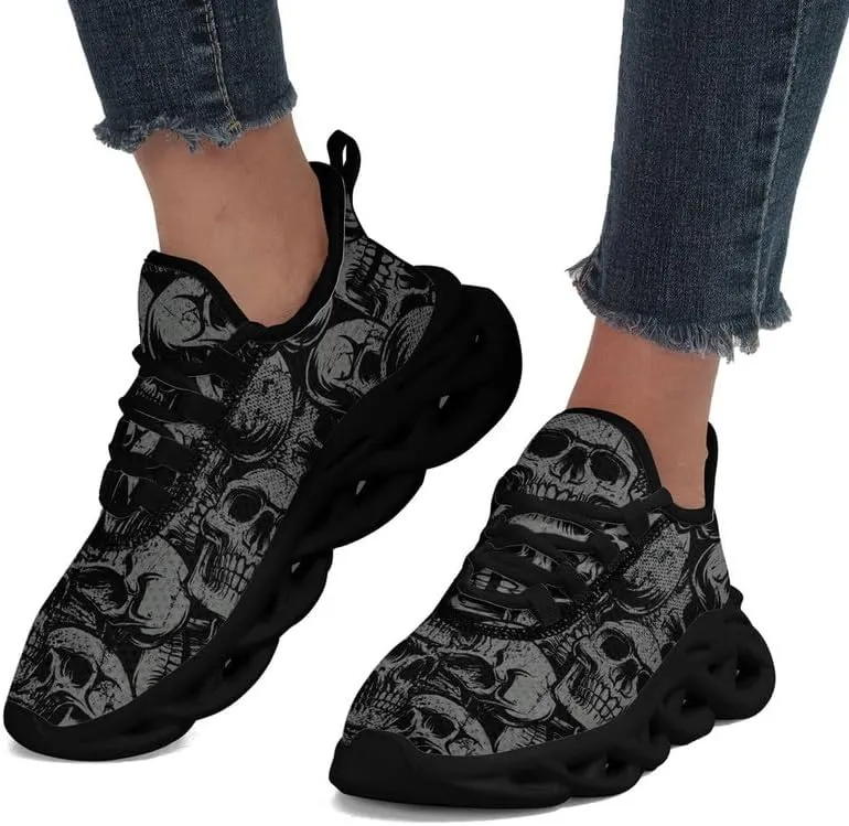 Casual Skull Road Running Shoes for Men Women Breathable Cushion Sports Walking Sneaker Gym Jogging Training Footwear