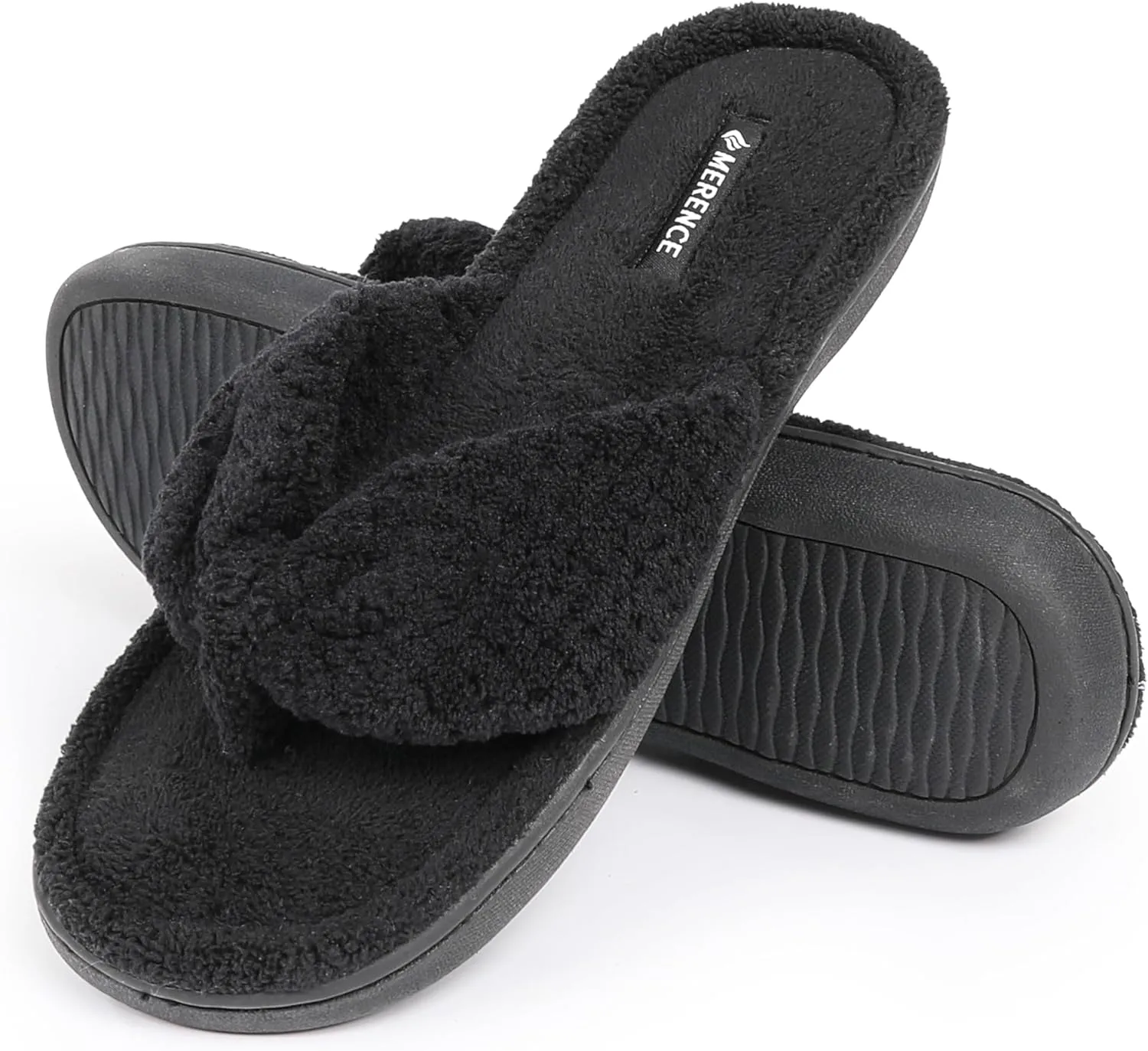 CIOR Women's Cozy Memory Foam Spa Thong Flip Flops House Indoor Slippers Plush Gridding Velvet Lining Clog Style-U1MTW017-0716