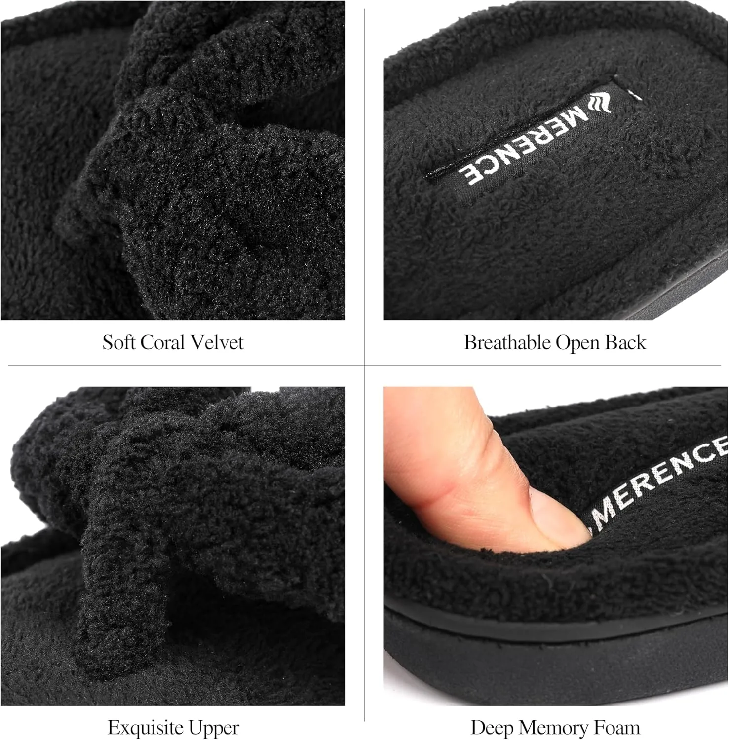 CIOR Women's Cozy Memory Foam Spa Thong Flip Flops House Indoor Slippers Plush Gridding Velvet Lining Clog Style-U1MTW017-0716