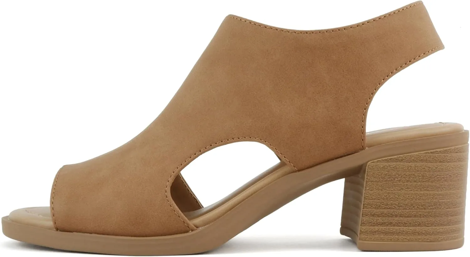 CITYCLASSIFIED Elect ~ Womens Peep Toe Laser Cut Geometric Caged Slingback Ankle Strap Low Stacked Heel Ankle Bootie