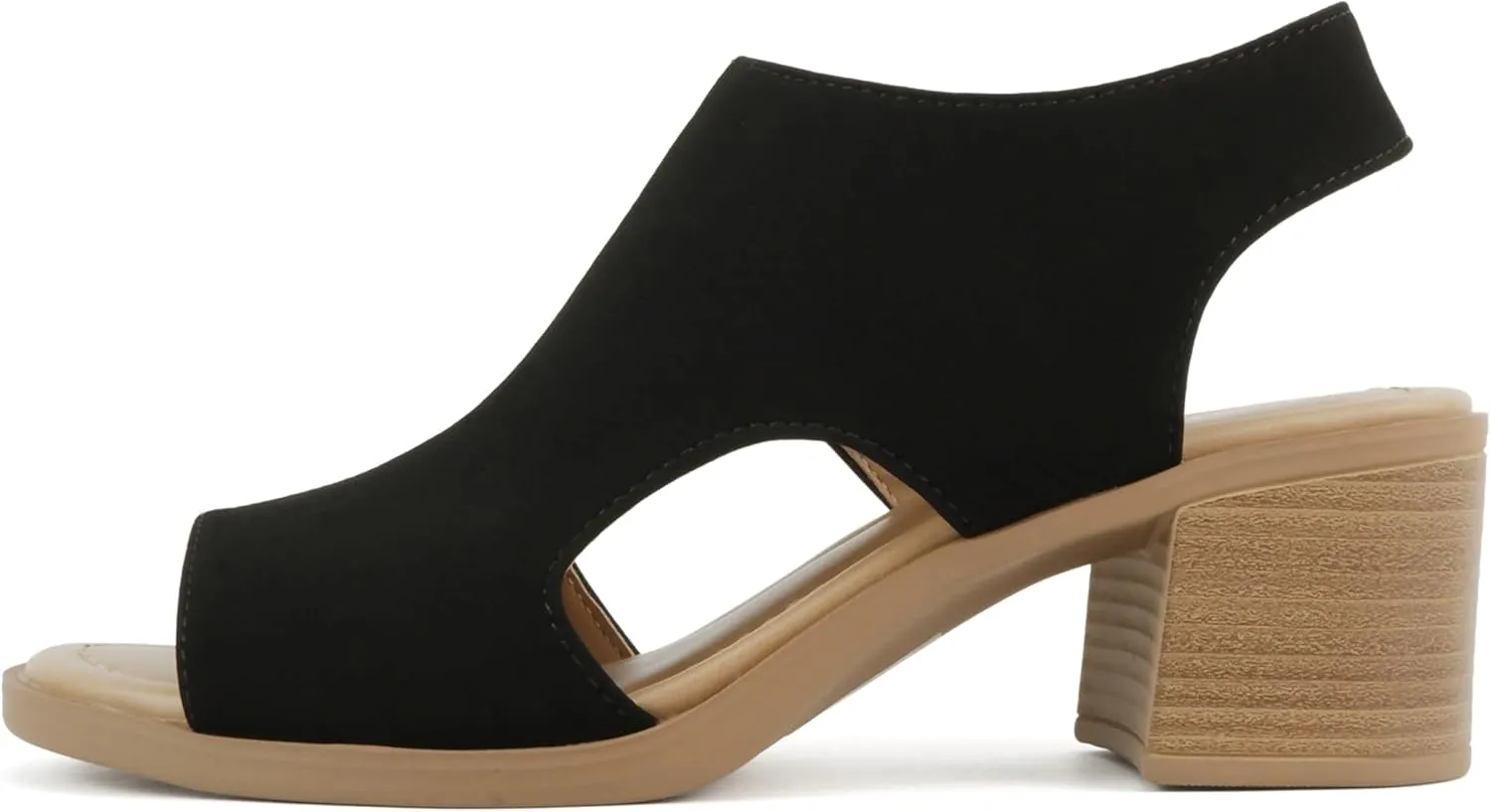CITYCLASSIFIED Elect ~ Womens Peep Toe Laser Cut Geometric Caged Slingback Ankle Strap Low Stacked Heel Ankle Bootie