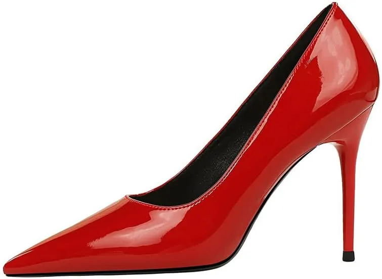 Dear Time Women's Sexy High Stiletto Heeled Pumps Pointed Toe Patent High Heels 4 Inch Dress OL Office Heels