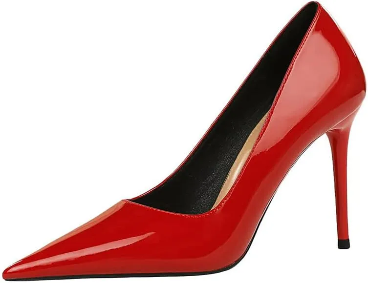 Dear Time Women's Sexy High Stiletto Heeled Pumps Pointed Toe Patent High Heels 4 Inch Dress OL Office Heels