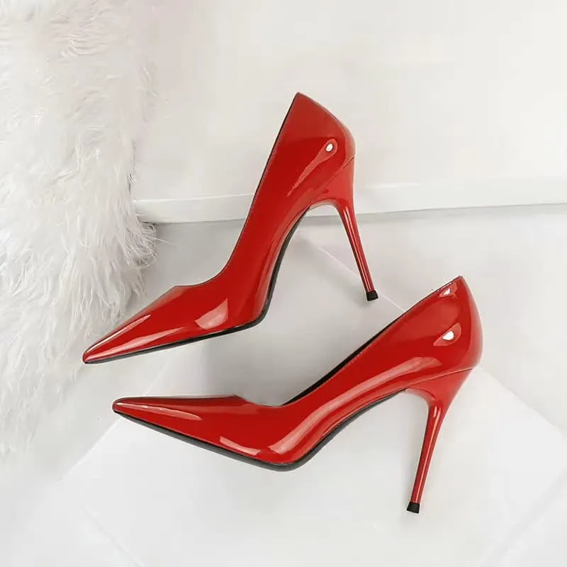 Dear Time Women's Sexy High Stiletto Heeled Pumps Pointed Toe Patent High Heels 4 Inch Dress OL Office Heels