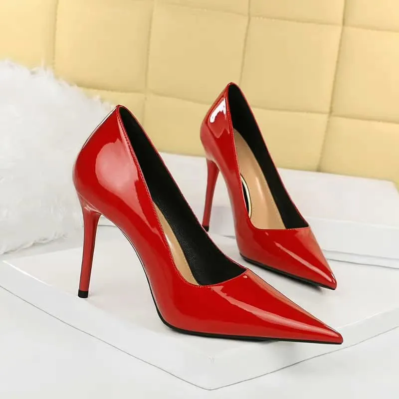 Dear Time Women's Sexy High Stiletto Heeled Pumps Pointed Toe Patent High Heels 4 Inch Dress OL Office Heels