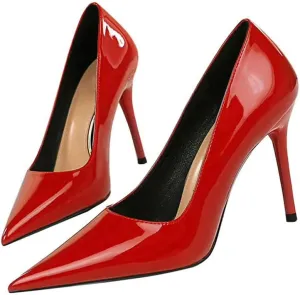Dear Time Women's Sexy High Stiletto Heeled Pumps Pointed Toe Patent High Heels 4 Inch Dress OL Office Heels