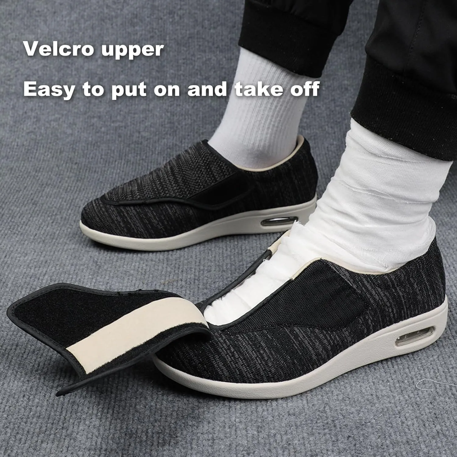 Diabetic Shoes,Wider Extra Fat Ldeal for Relieving Foot Swelling Adjustable Orthopedic Slippers