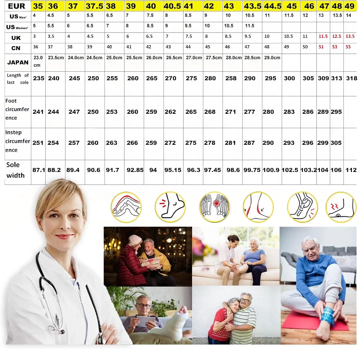 Diabetic Shoes,Wider Extra Fat Ldeal for Relieving Foot Swelling Adjustable Orthopedic Slippers