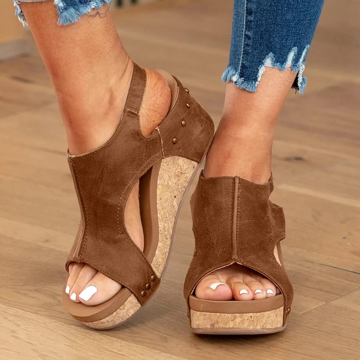 Eduavar Sandals Women Dressy Summer, Womens Sandals Fashion Sport Open Toe Sandals Shoes Casaul Wedge Platforms Sandals