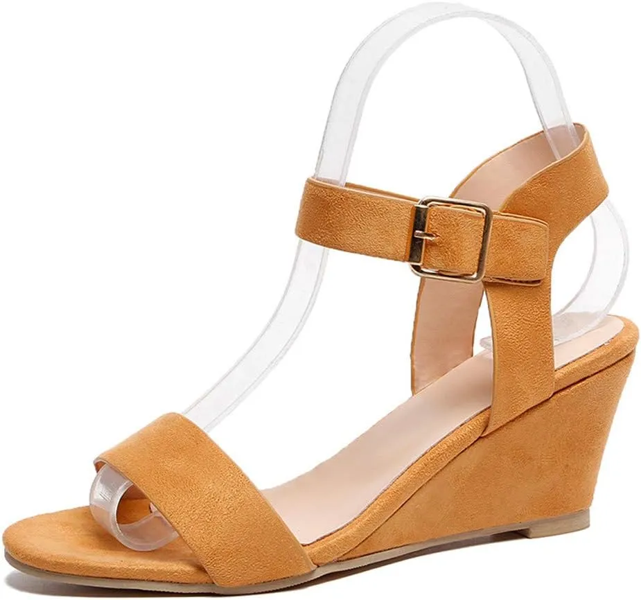 Eduavar Womens Wedge Sandals, Womens Sandals Casual Summer Open Toe Ankle Strap Wedge Sandals Summer Dress Shoes