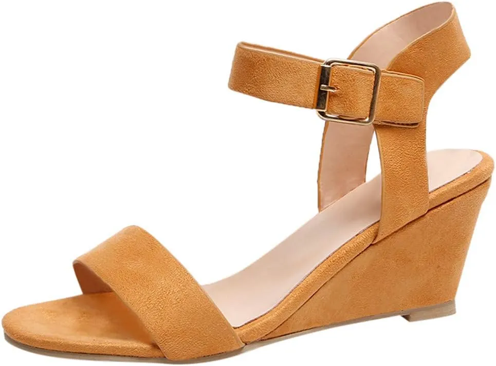 Eduavar Womens Wedge Sandals, Womens Sandals Casual Summer Open Toe Ankle Strap Wedge Sandals Summer Dress Shoes