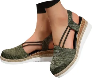 Espadrilles Wedges for Women Close Toe Orthopedic Sandals Summer Dressy Slip On Dress Shoes Comfortable Wide Width Beach Slides