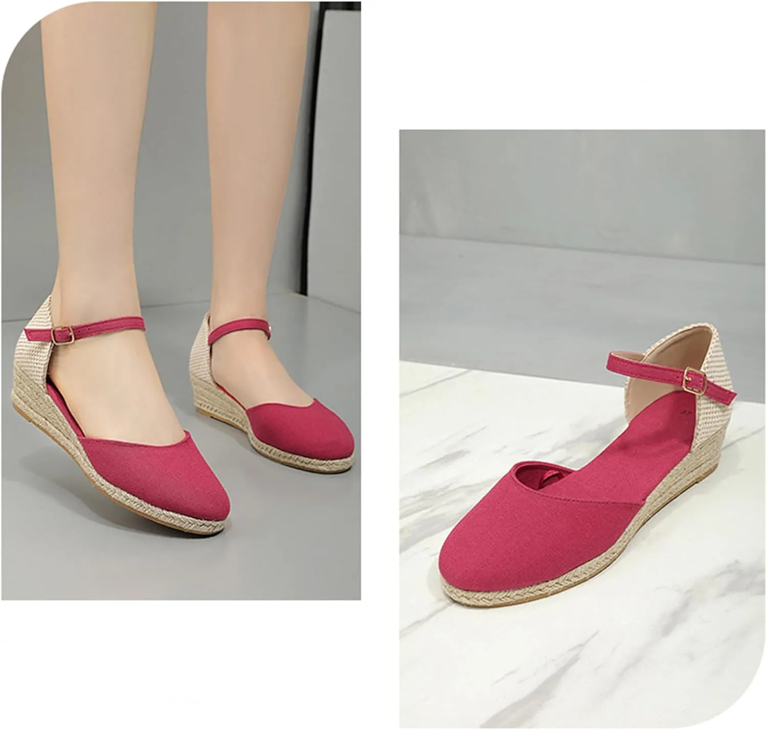 Espadrilles Wedges for Women Summer Sandals Womens Espadrilles Closed Toe Ankle Strap Dressy Low Heel Platform Wedge Sandals