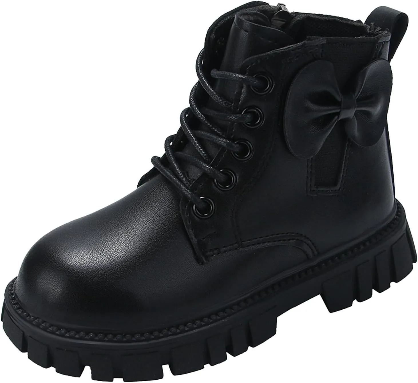 Fashion Non Slip Ankle Boots Lace up Lug Sole Side Zipper Outdoor Booties Kids Cowboy Boots Toddler Boots