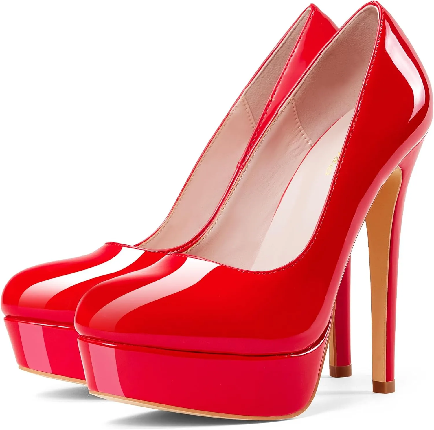 GENSHUO Platform Pumps Closed Toe Stilettos Heels Sexy Pumps High Heels for Women Round Toe Party Club Wedding Prom Stilettos