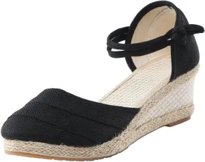 Gibobby Espadrille Wedge,Womens Wedges Sandals Espadrilles Platform Closed Toe Ankle Strap Slingback Summer Casual Sandals
