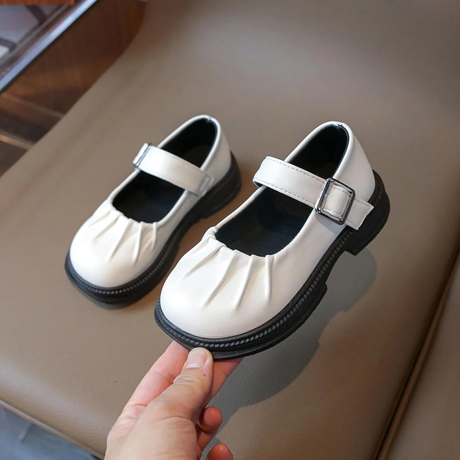 Girls Winter Mary Jane Dress Shoes Wedding School Shoes for Toddler Little Kid Low Heel Water Proof Slip On Shoes