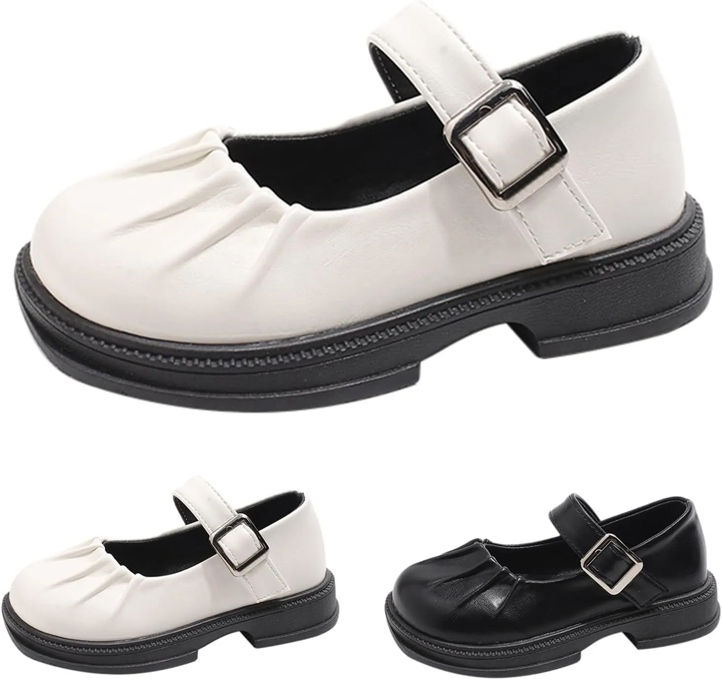 Girls Winter Mary Jane Dress Shoes Wedding School Shoes for Toddler Little Kid Low Heel Water Proof Slip On Shoes