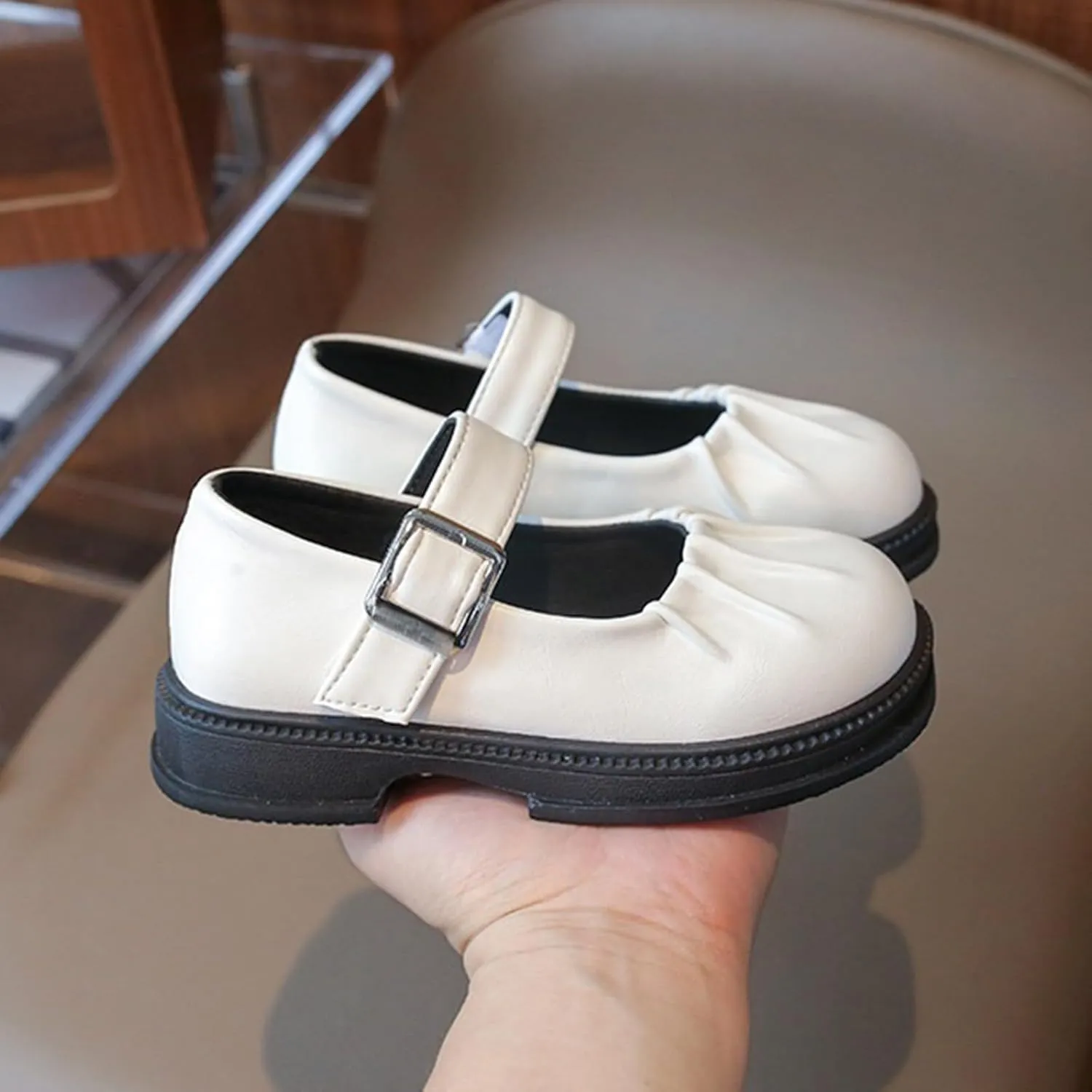 Girls Winter Mary Jane Dress Shoes Wedding School Shoes for Toddler Little Kid Low Heel Water Proof Slip On Shoes