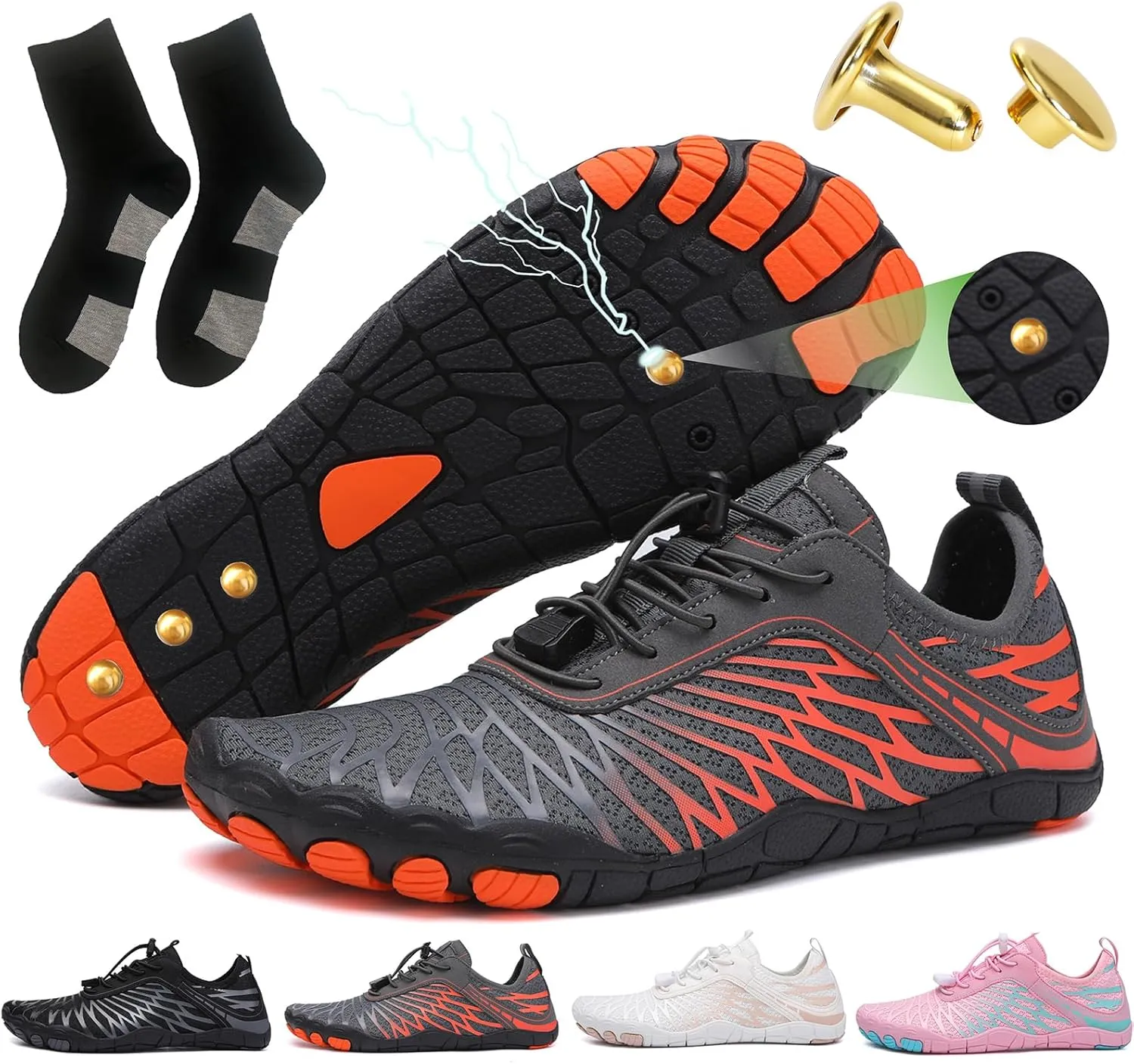 Grounding Shoes with Copper Barefoot Shoes Women Men, Outdoor Waterproof Hike Healthy Non-Slip Flexible