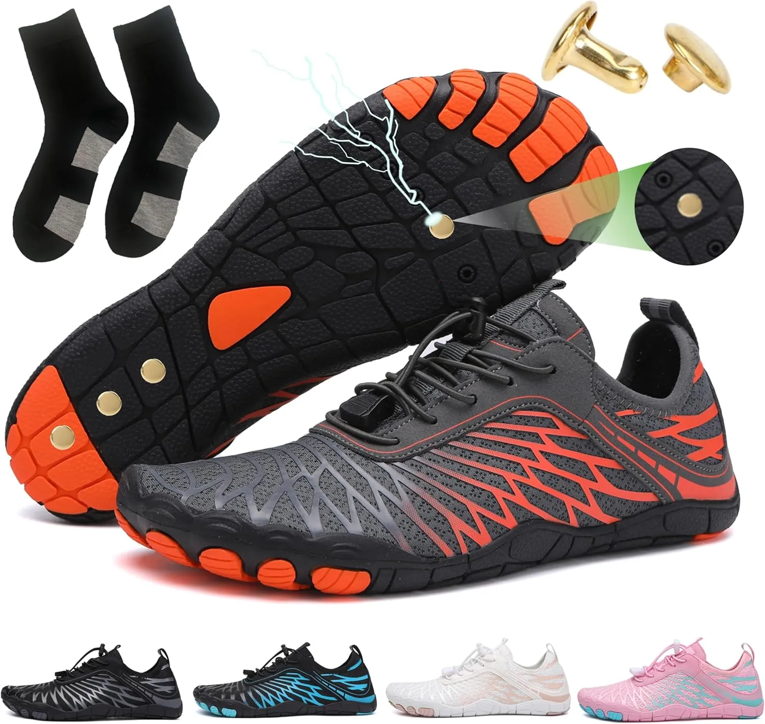 Grounding Shoes with Copper Barefoot Shoes Women Men, Outdoor Waterproof Hike Healthy Non-Slip Flexible