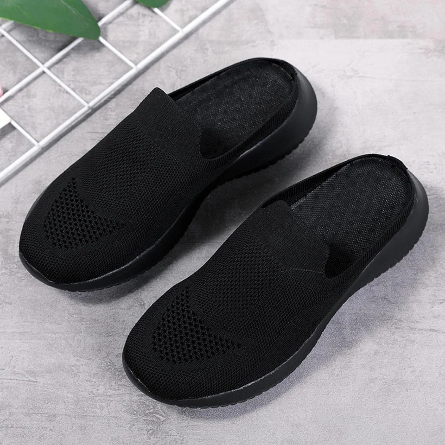 Hbeylia Slip On Mesh Sneakers For Women Walking Running Breathable Mule Air Cushion Athletic Sport Shoes Fashion Casual Workout Gym Fitness Slides Work Nurse Sliders Shoes