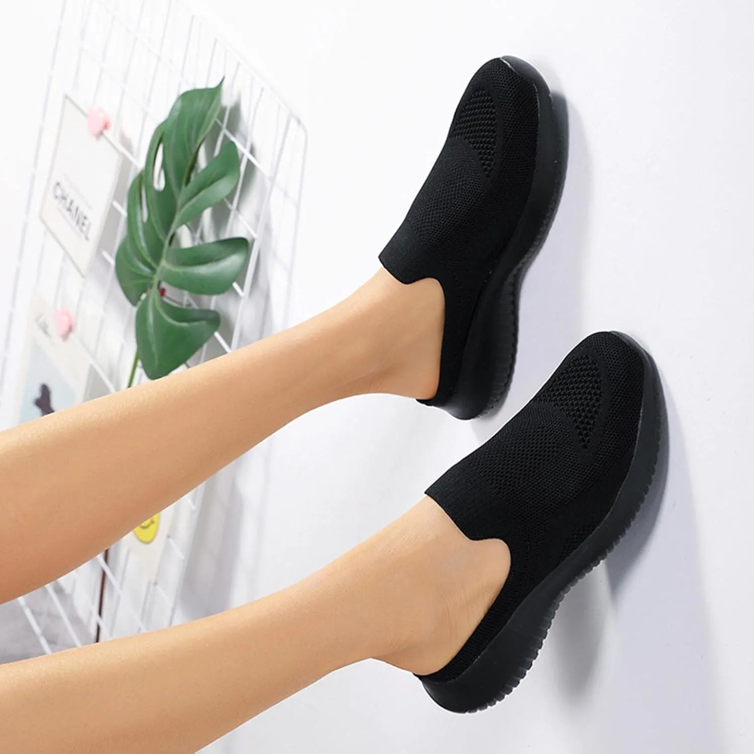 Hbeylia Slip On Mesh Sneakers For Women Walking Running Breathable Mule Air Cushion Athletic Sport Shoes Fashion Casual Workout Gym Fitness Slides Work Nurse Sliders Shoes
