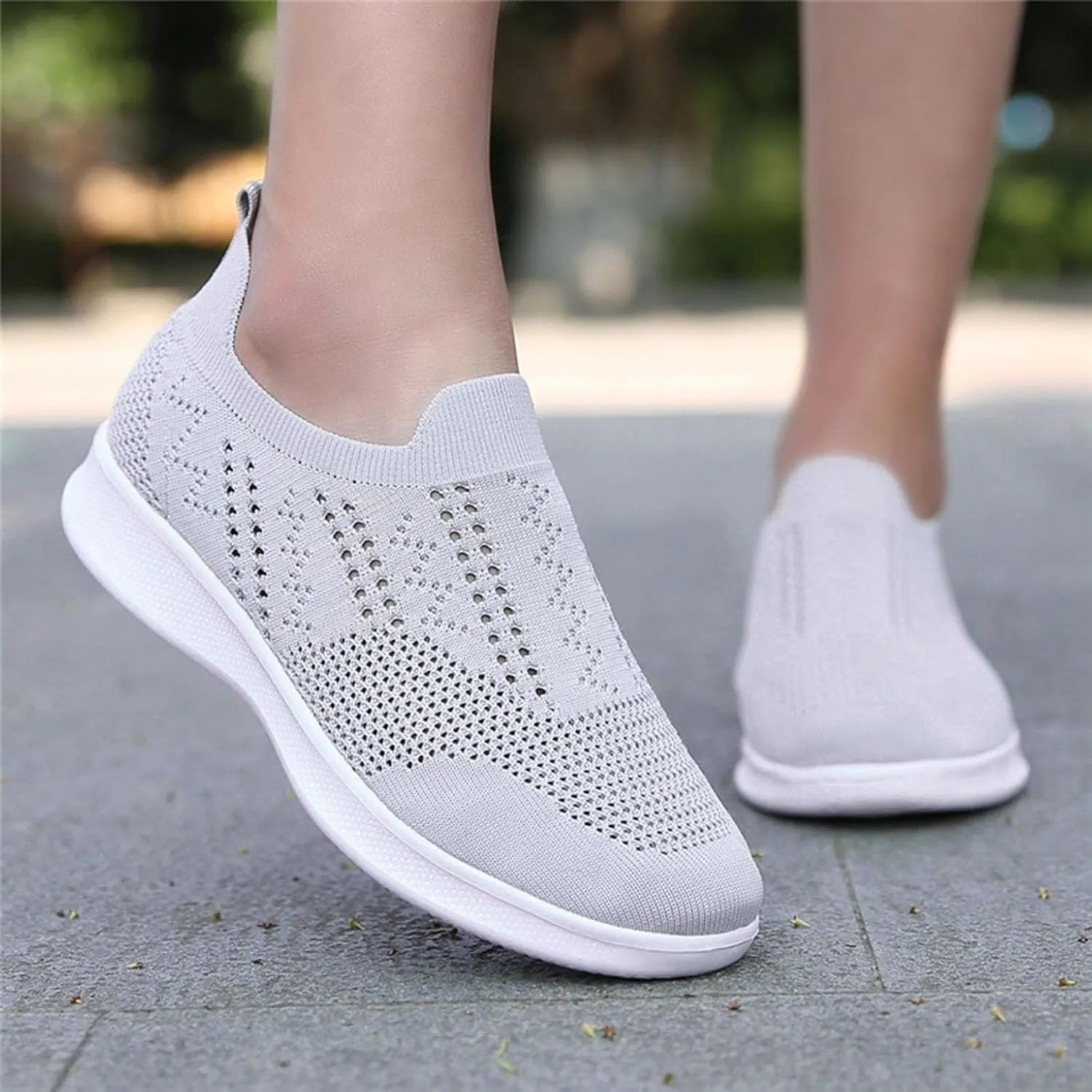 Hbeylia Walking Running Tennis Hiking Shoes for Women Men Fashion Slip On Sneakers Lightweight Comfortable Mesh Breathable Non Slip Athletic Workout Gym Sneakers Couples Work Nurse Shoes