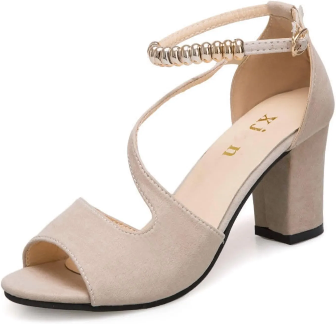 Heeled Sandals for Women 2025 Open Toe Block Chunky Heels Sandals Ankle Adjustable Beaded Ankle Strap Buckle Sandal Dressy Party Wedding Outdoor Slingback