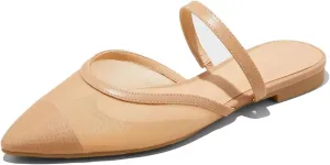 Huntarry Mesh Mule Flats for Women Pointed Toe with Arch Support Memory Foam Insole Casual Dress Comfortable Shoes