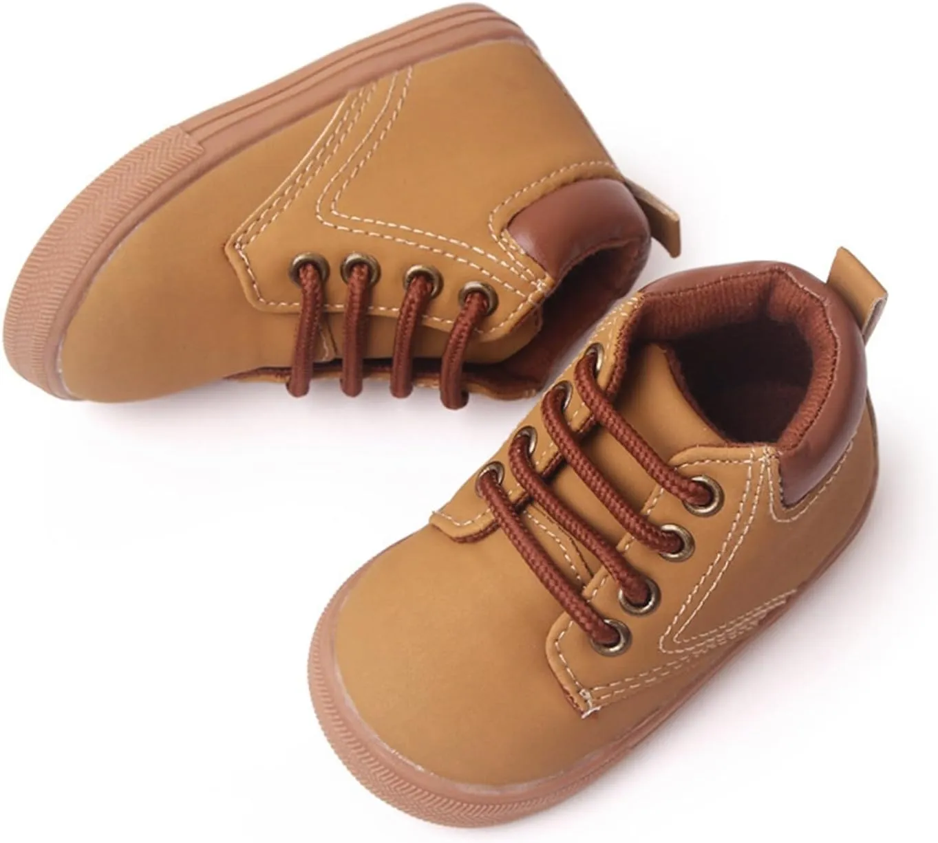 Infant Boys High-top Sneaker Cowboy Baby Brown Shoes Fashion Suede Leather Lace-Up Soft Flat Walking Ankle Boots Girl Shoes Size 2